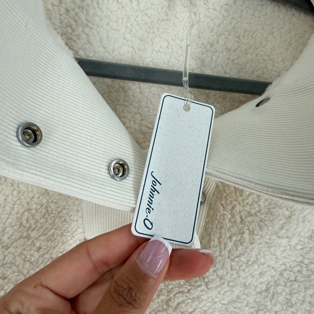 Johnnie-O Olympia Sherpa Fleece Pullover Cream Snap Neck Women‎ XL New $158 Msrp - Picture 8 of 10
